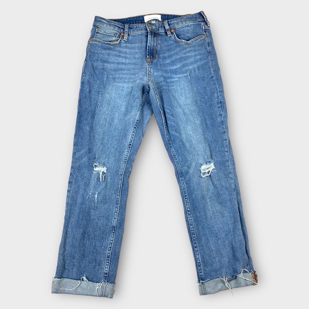 Dear John Womens Jeans 28 Blair’s Straight Distressed Cropped Cuffed Denim